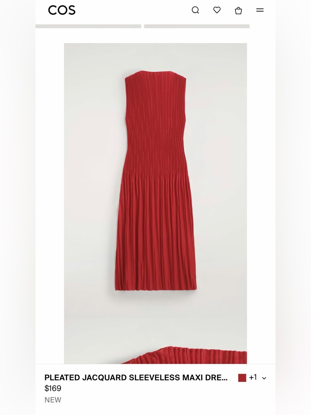 COS Ribbed Sleeveless Pleated Maxi Dress - Red